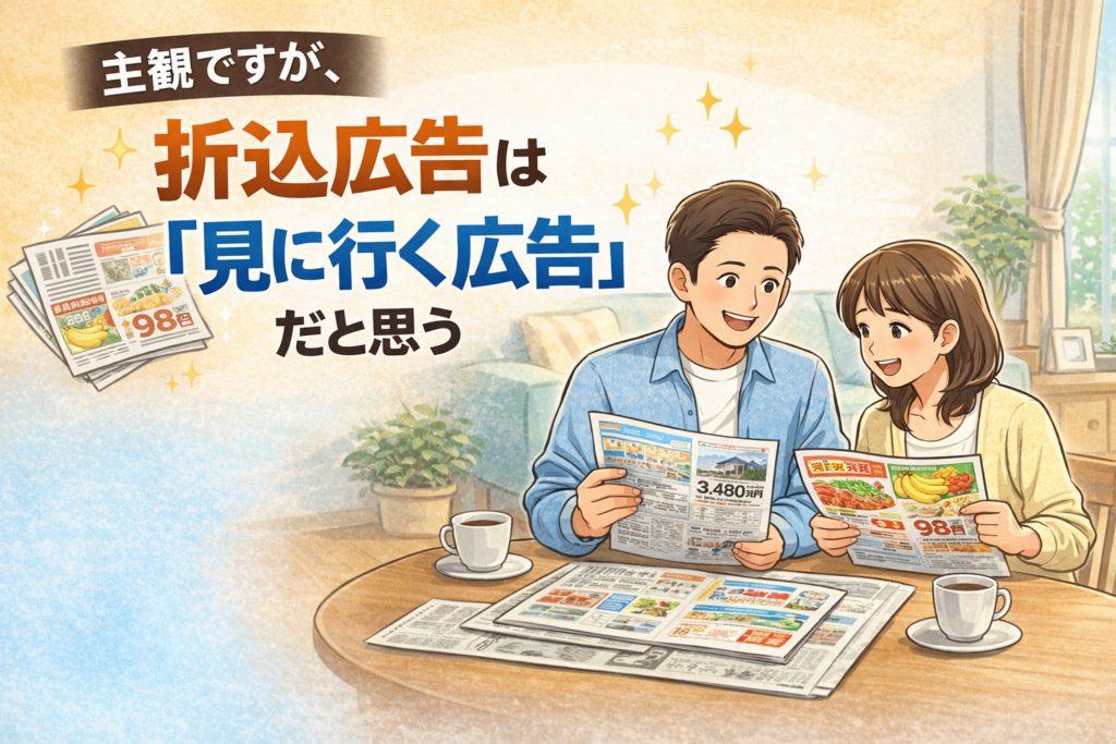 主観ですが、折込広告は「見に行く広告」だと思う